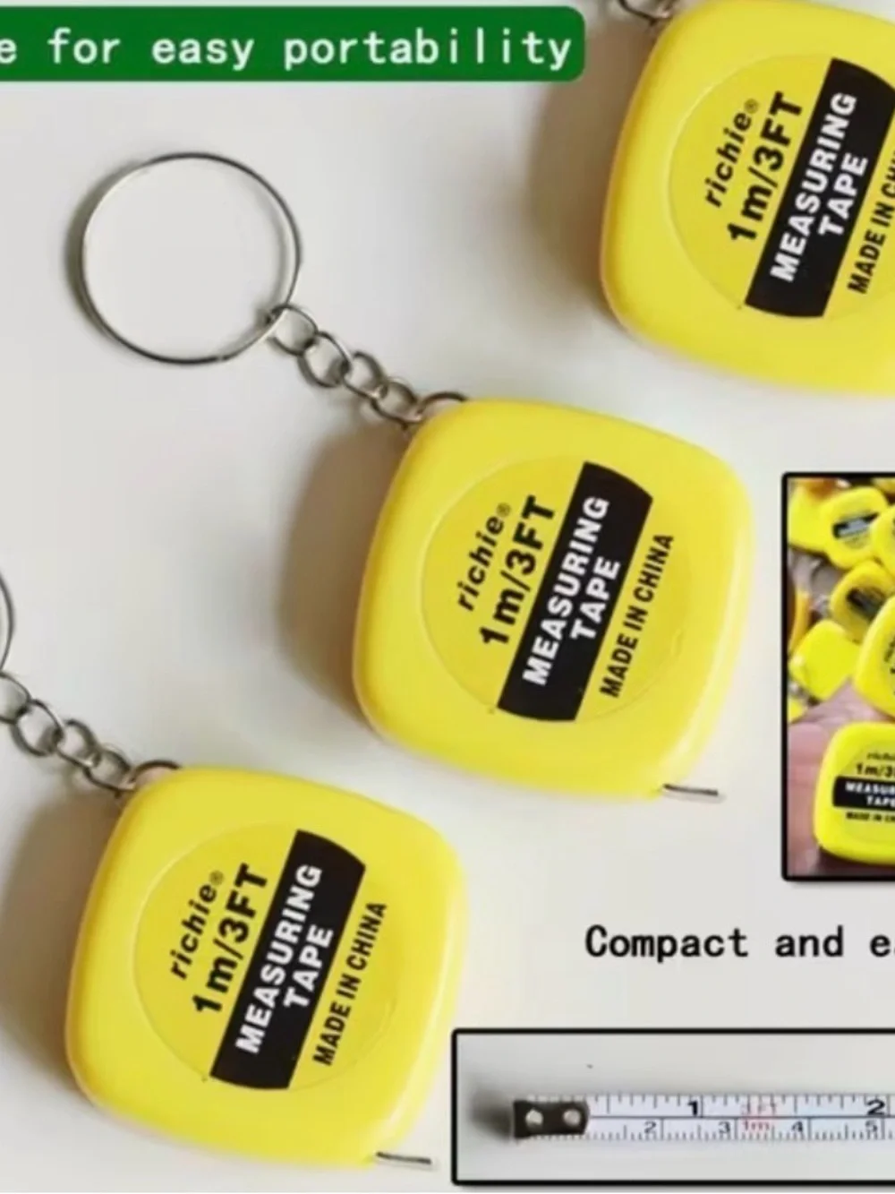 💕5/25💕Yellow 1m/3ft Measuring Tape Keychain
